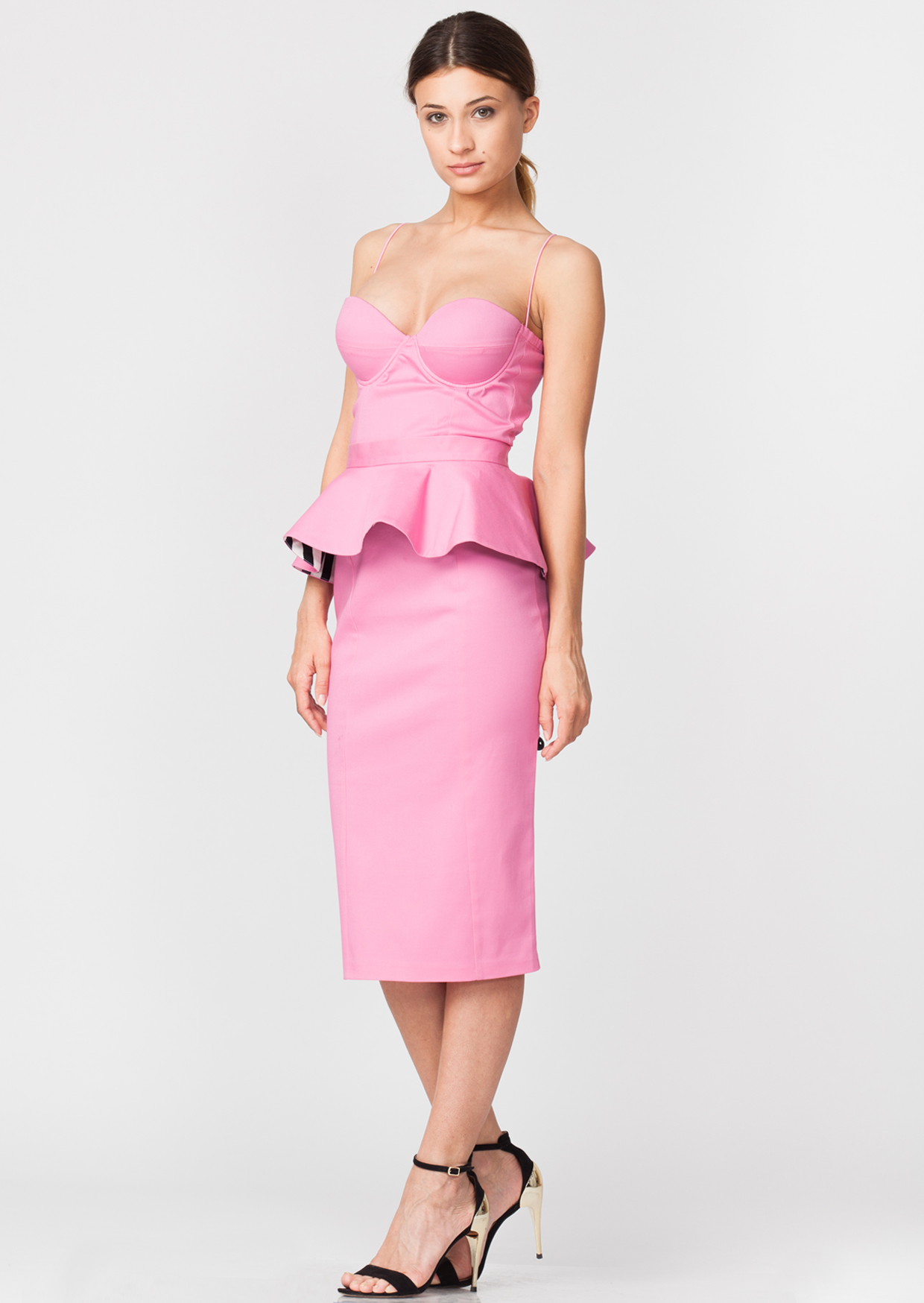 Rochie roz cu peplum – MOJA