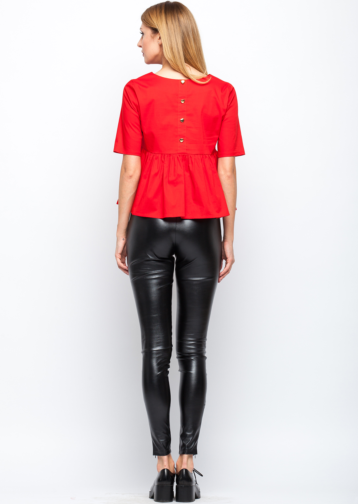 Bluza rosie cu nasturi pe spate