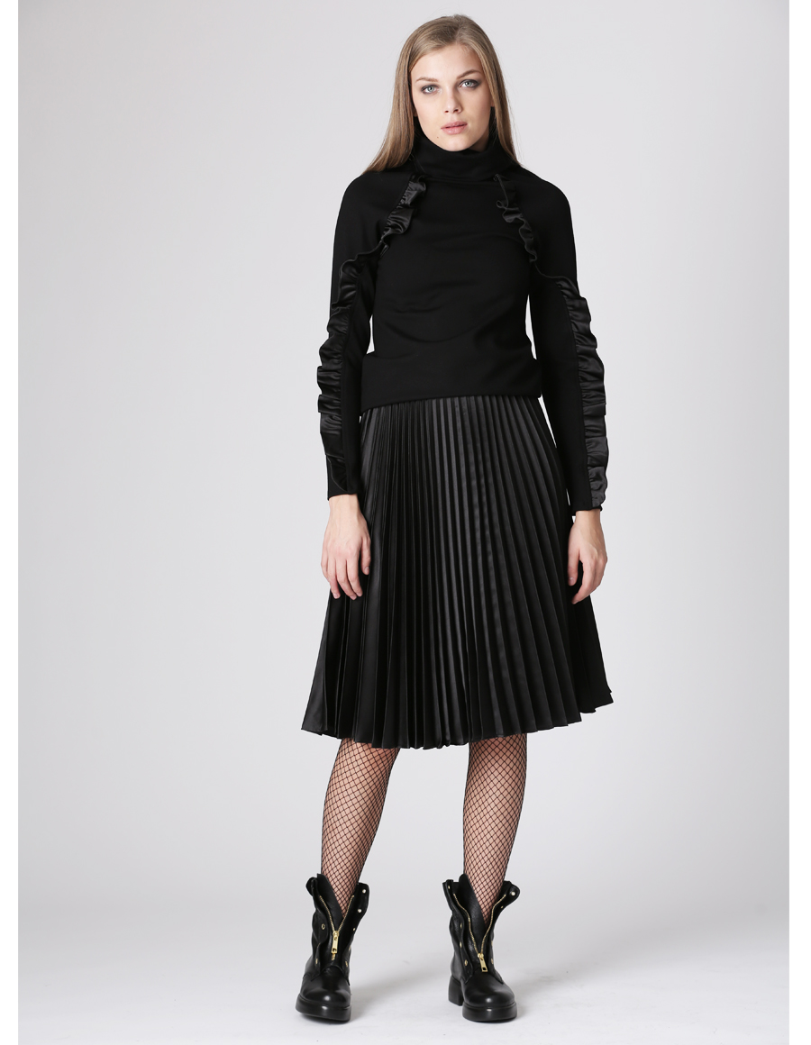 Fusta midi plisata Classic Black
