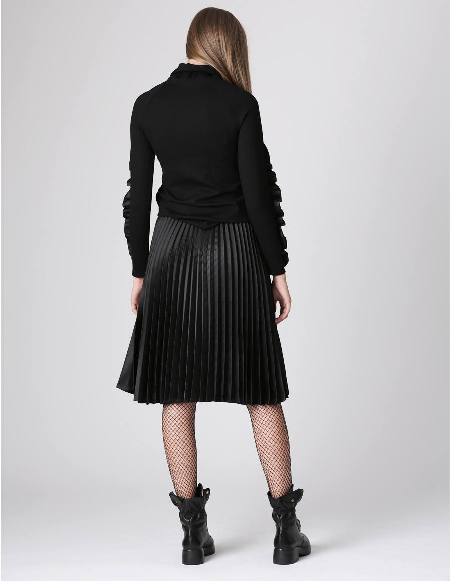 Fusta midi plisata Classic Black - MOJA
