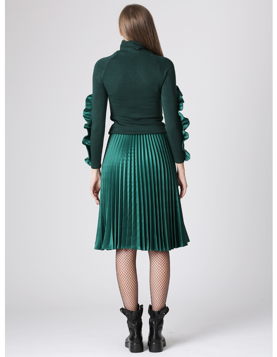 Fusta midi plisata Emerald Green - MOJA