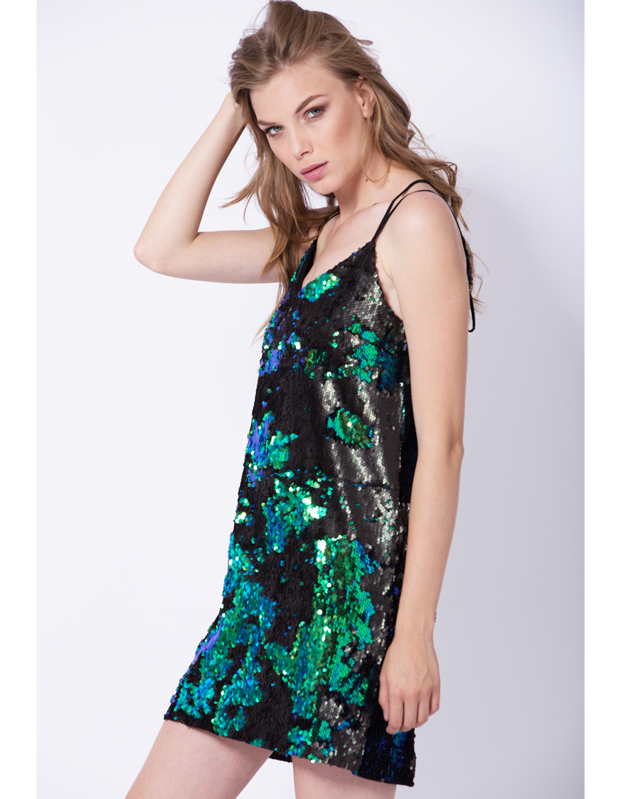 Rochie scurta din paiete Color - MOJA