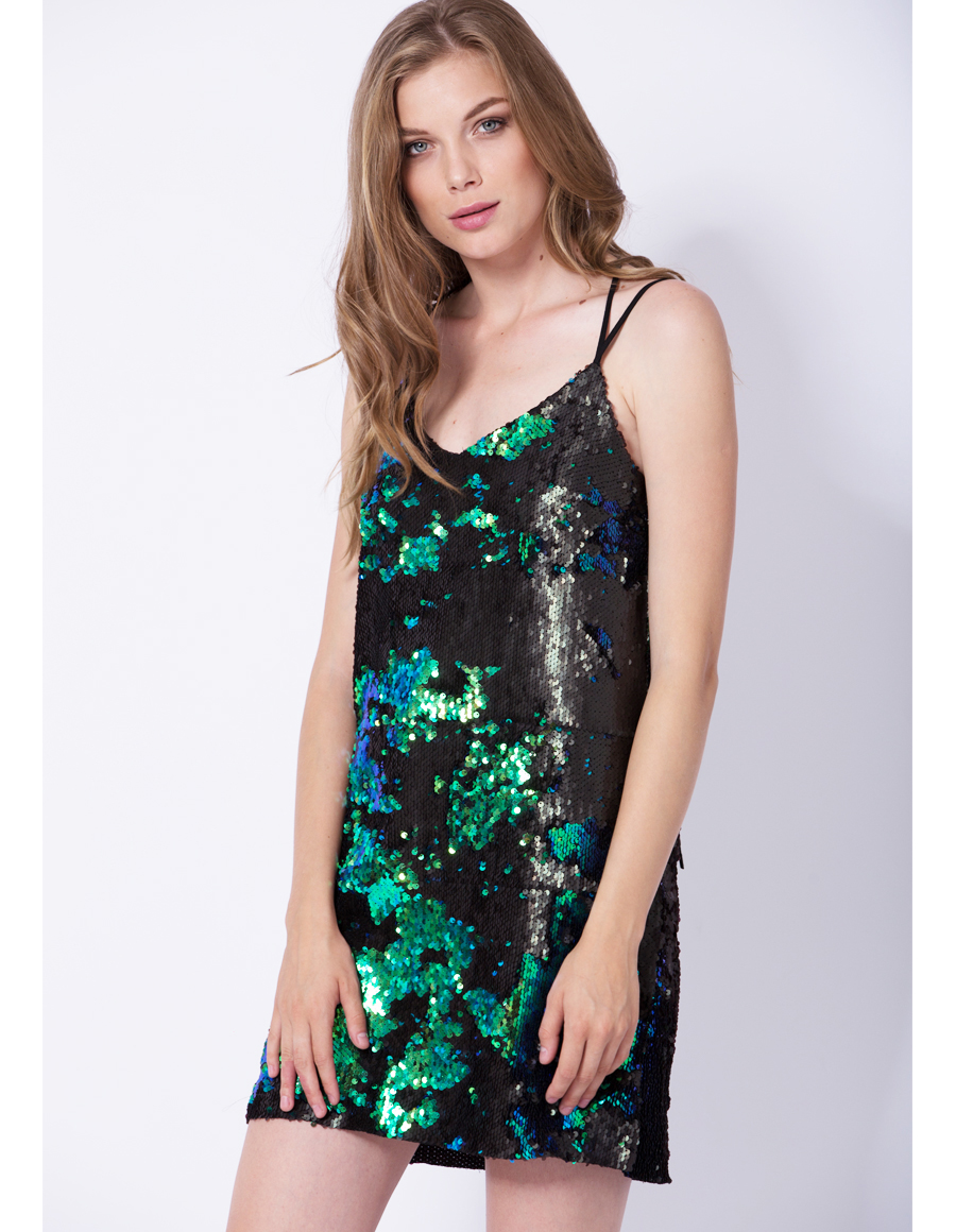 Rochie scurta din paiete Color - MOJA