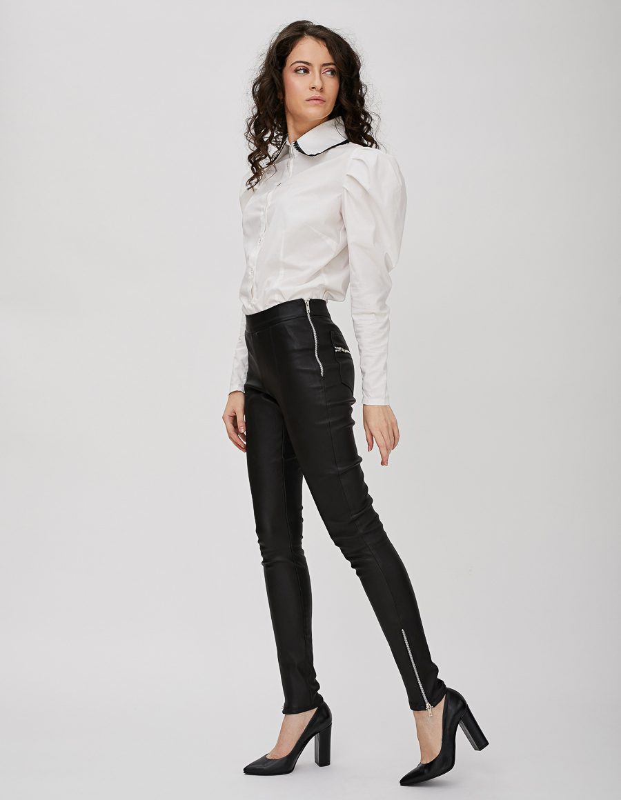 Biker leggings din piele stretch