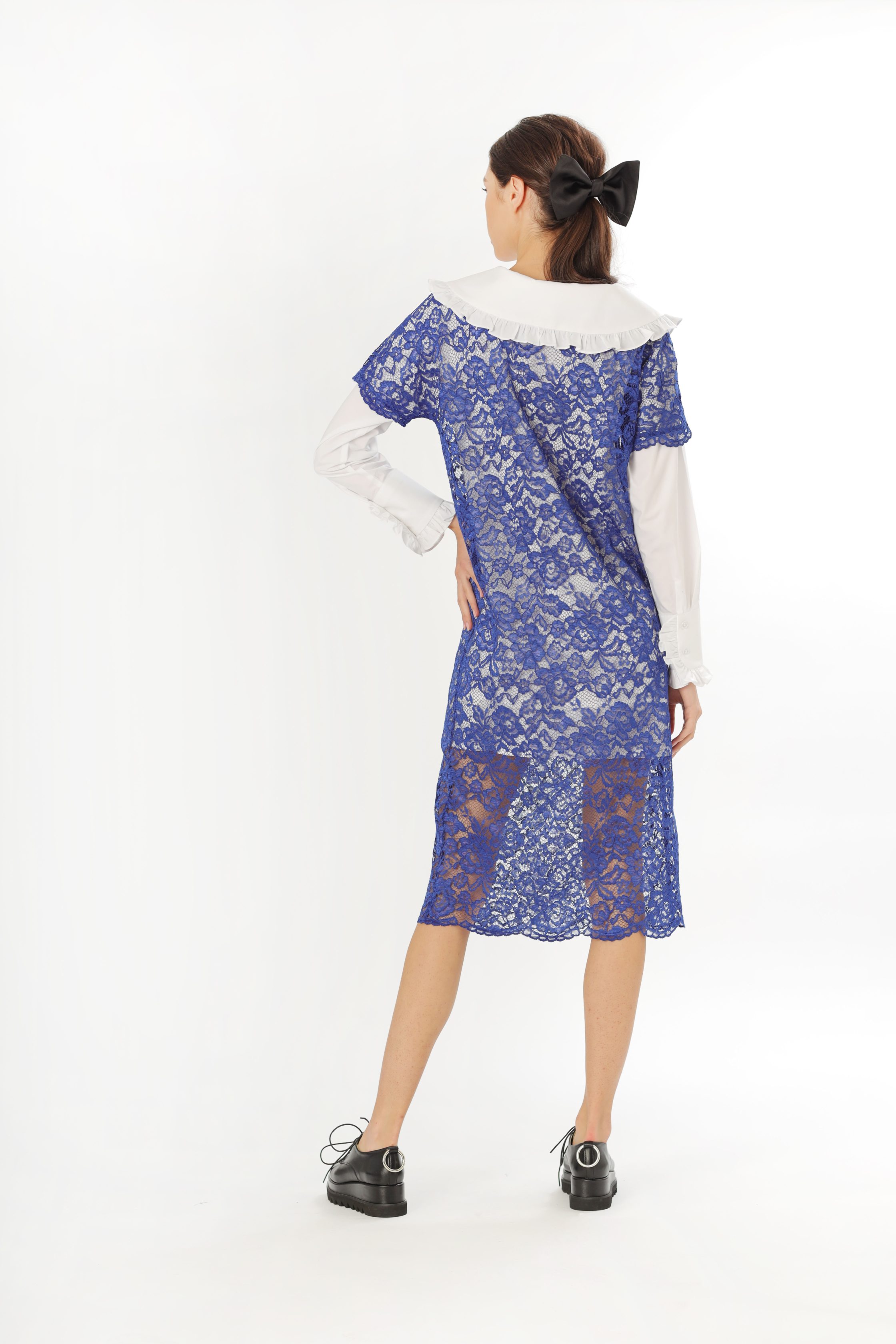 Rochie dantela albastra cu camasa LENUTA - MOJA
