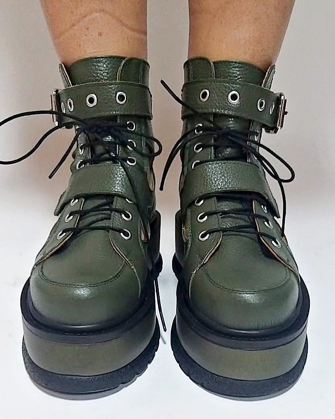 Bocanci piele khaki BABY MANNIA - MOJA