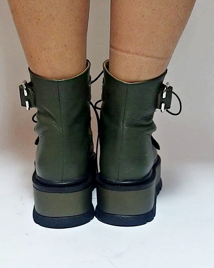Bocanci piele khaki BABY MANNIA - MOJA