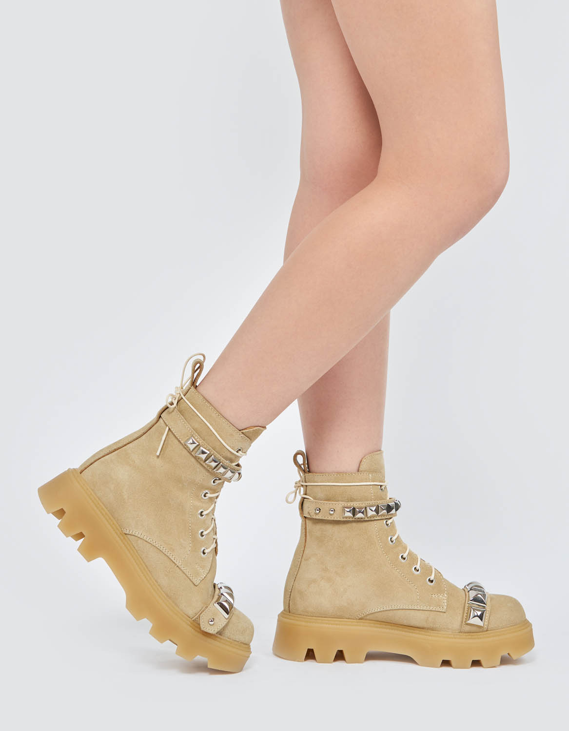Bocanci din piele bej BABY IRON - MOJA