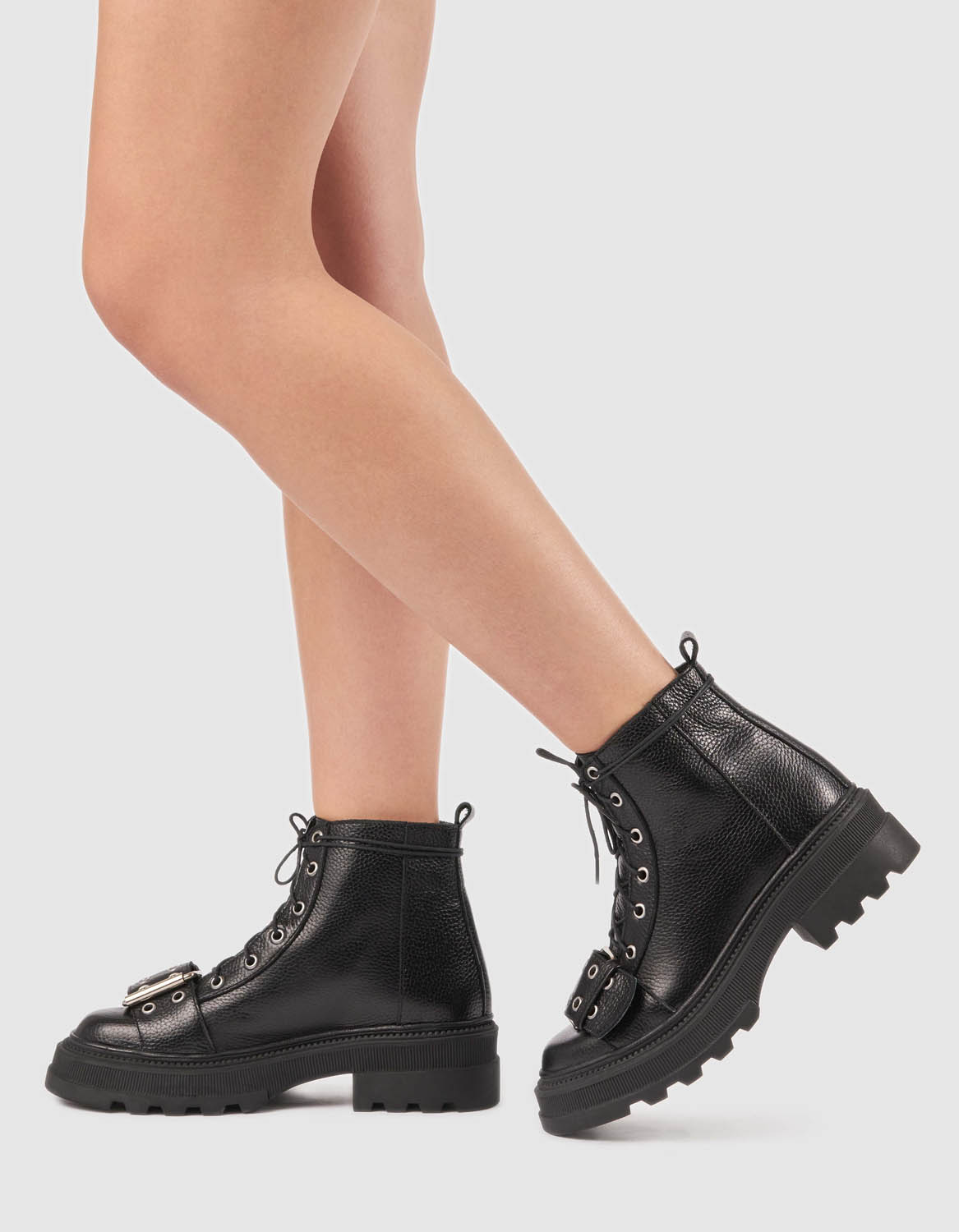 Bocanci din piele neagra Baby Pepper