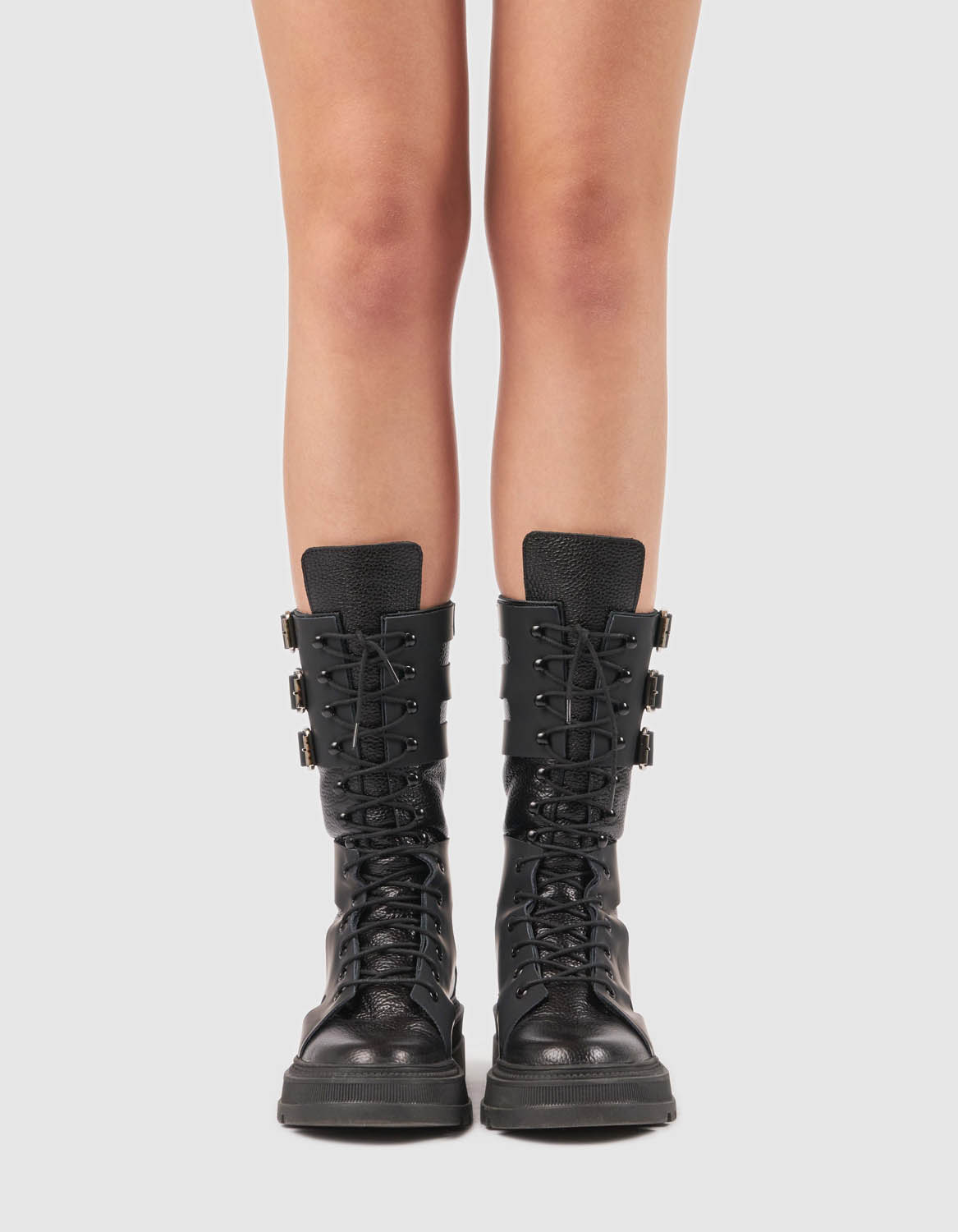 Bocanci din piele neagra Rubber - MOJA