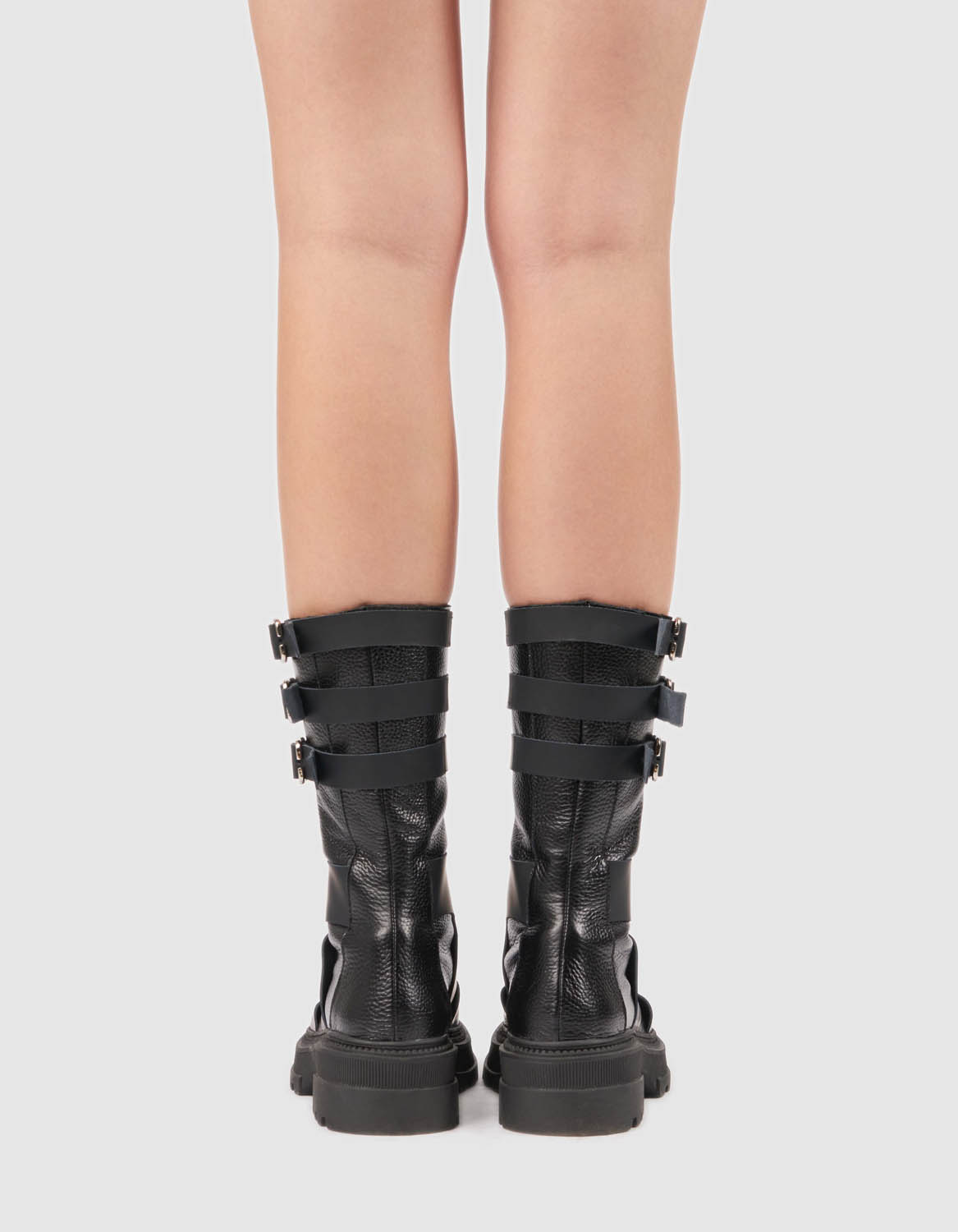 Bocanci din piele neagra Rubber - MOJA