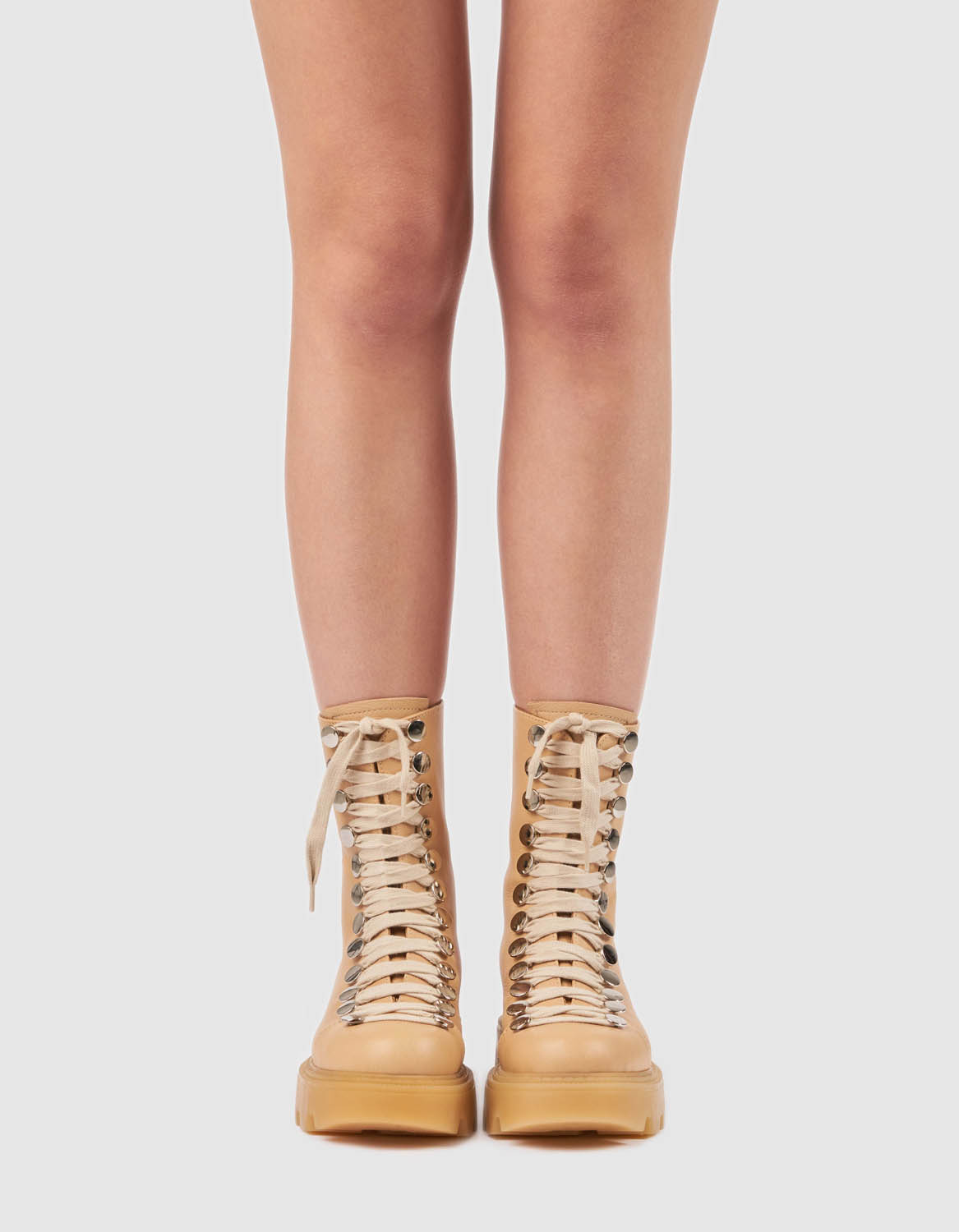 Bocanci din piele nude F Dots - MOJA