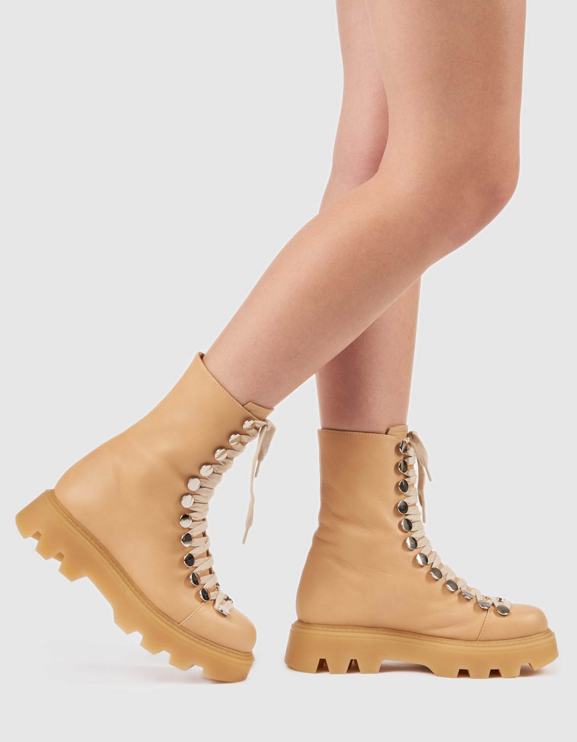 Bocanci din piele nude F Dots - MOJA