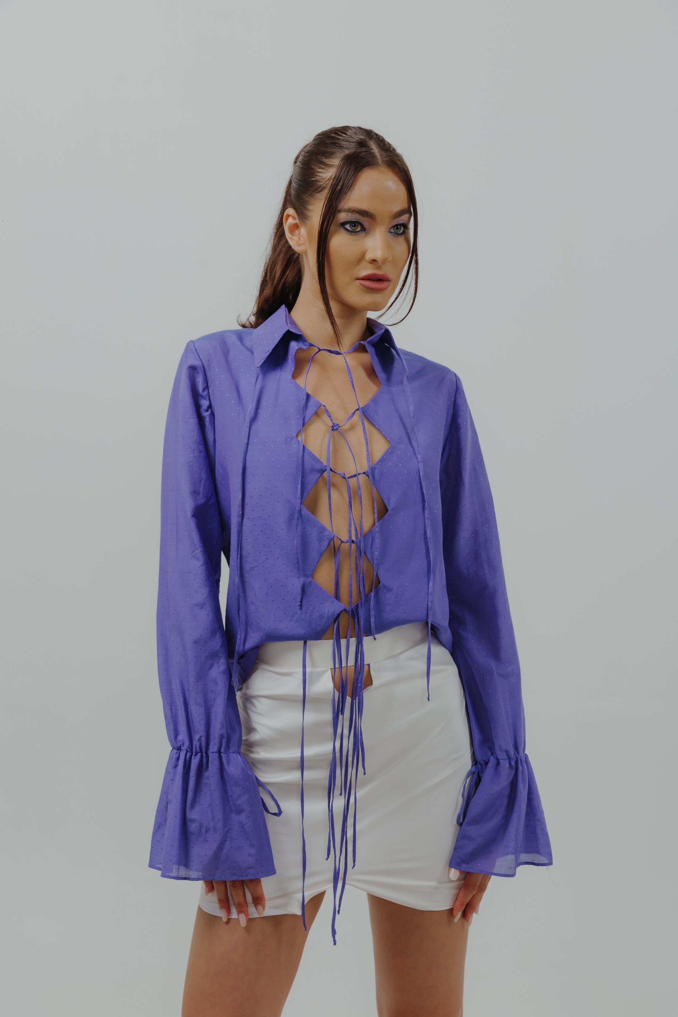 Bluza albastra din matase