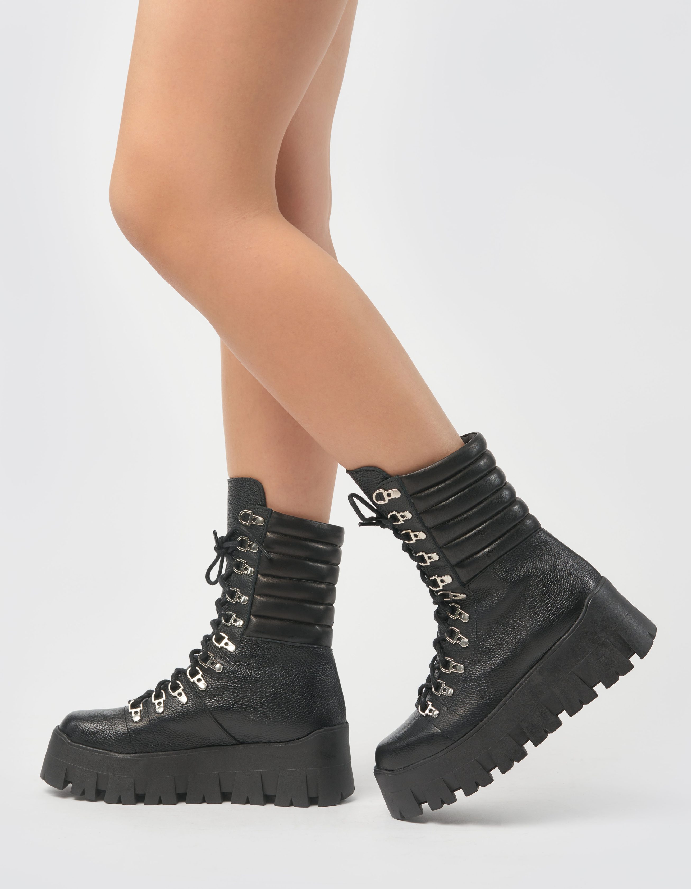 Bocanci din piele neagra Olivia