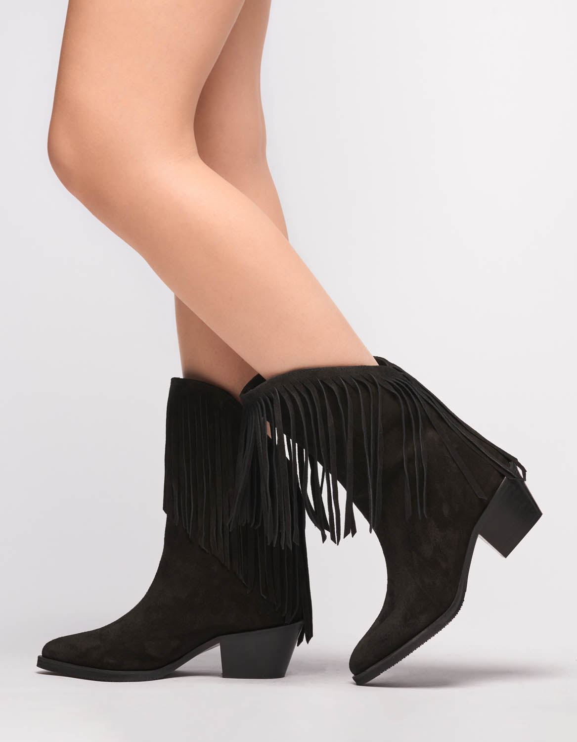 Ciocate negre din piele intoarsa Evelyn