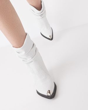 Ciocate din piele perforata alba LILI