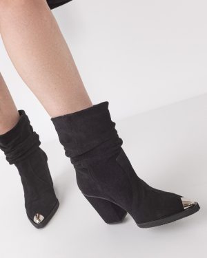 Ciocate din piele intoarsa neagra LILI