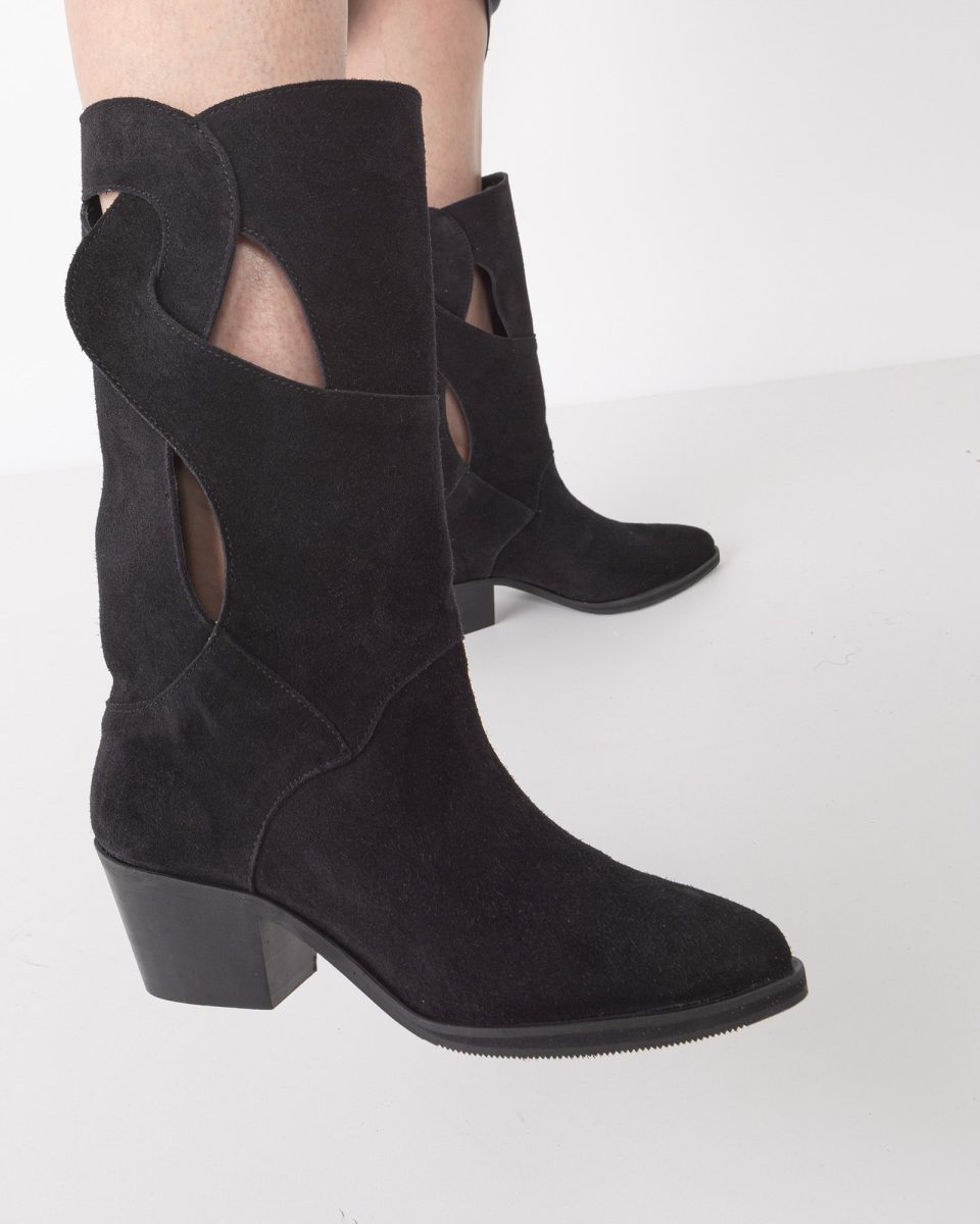 Ciocate din piele intoarsa neagra TAYA