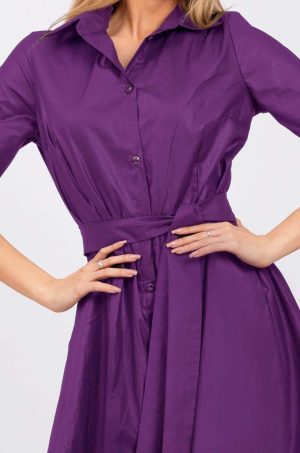 Rochie tip camasa mov-3