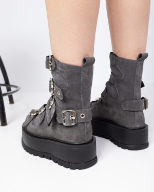 Bocanci gri piele intoarsa MANNIA WINTER EDITION-5