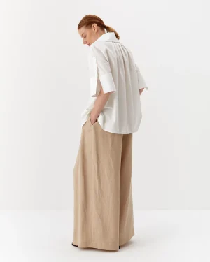 Cămașă albă casual de damă din bumbac organic-3