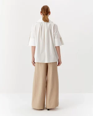 Cămașă albă casual de damă din bumbac organic-4
