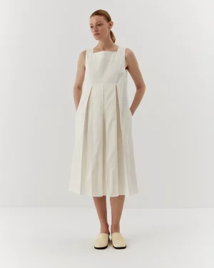 Rochie albă elegantă din twill de bumbac-1
