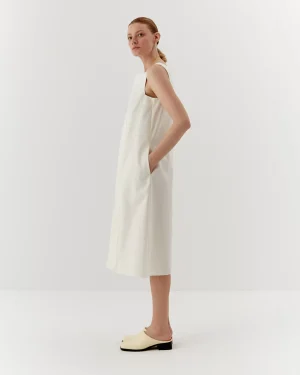 Rochie albă elegantă din twill de bumbac-2