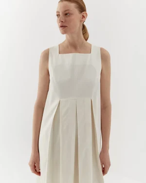 Rochie albă elegantă din twill de bumbac-3