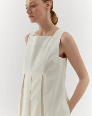 Rochie albă elegantă din twill de bumbac-4