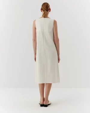 Rochie albă elegantă din twill de bumbac-5