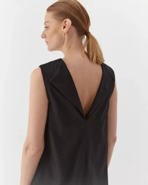 Rochie neagră elegantă din bumbac cu decolteu in V-4