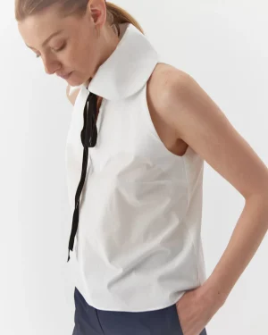 Top alb elegant din bumbac organic-3