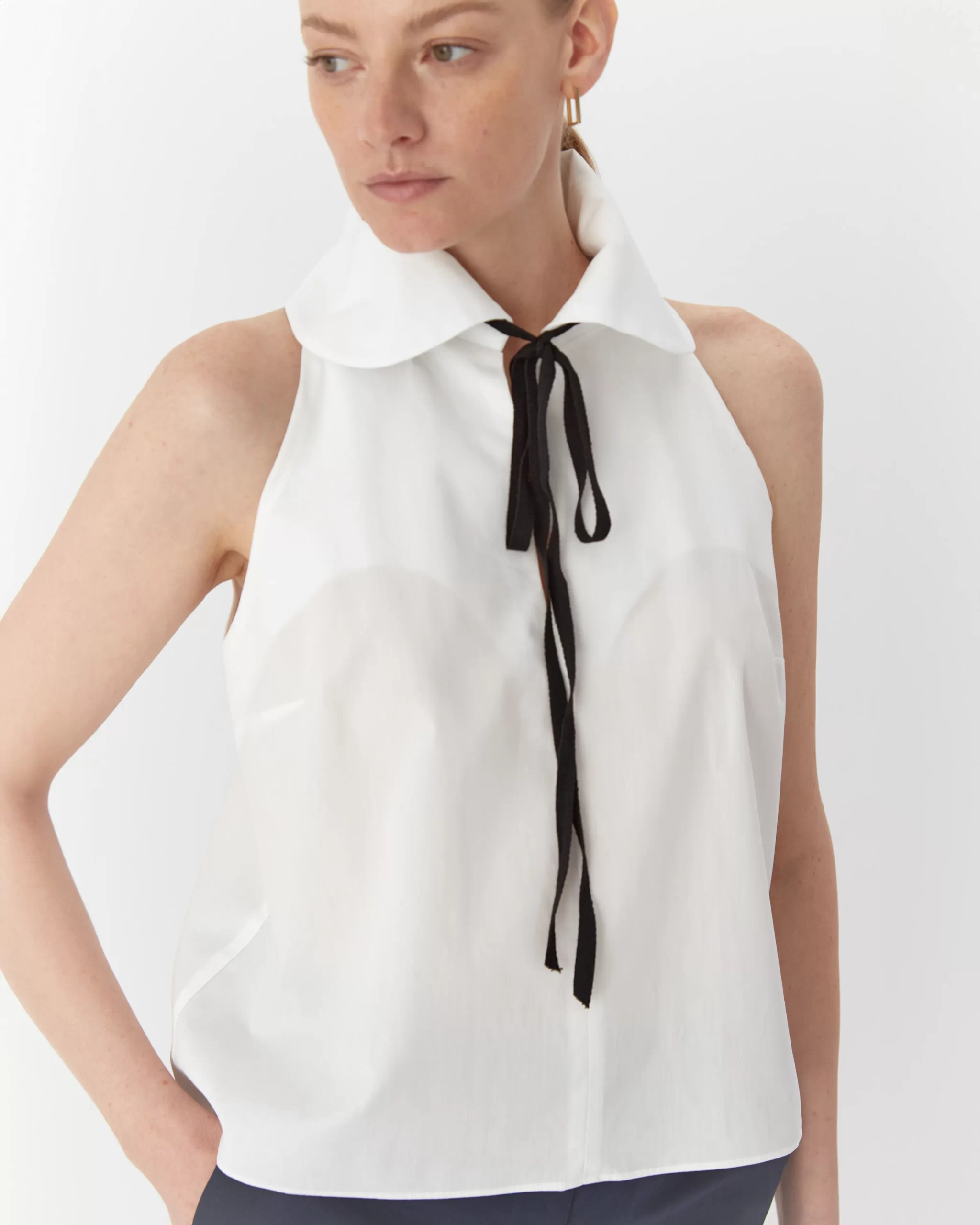Top alb elegant din bumbac organic-4