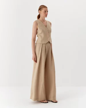 Vestă bej elegantă de damă din in-2