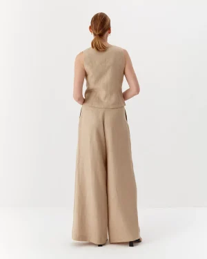 Vestă bej elegantă de damă din in-3