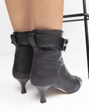 Botine din piele neagra Buckle-6