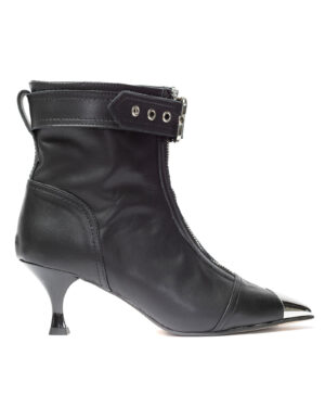 Botine din piele neagra Buckle-7