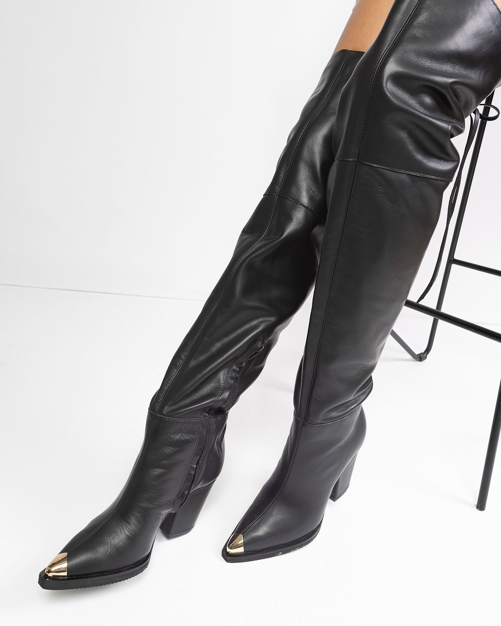Cizme din piele neagra Lineea-1