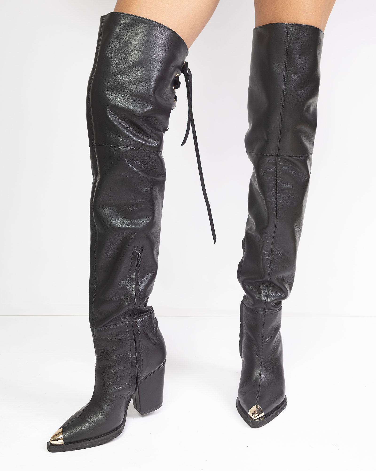 Cizme din piele neagra Lineea-2