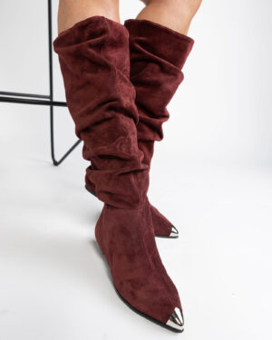 Cizme din piele intoarsa Ophis Burgundy