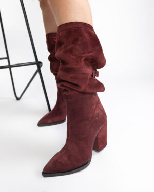 Ciocate Terry Din Piele Intoarsa Burgundy