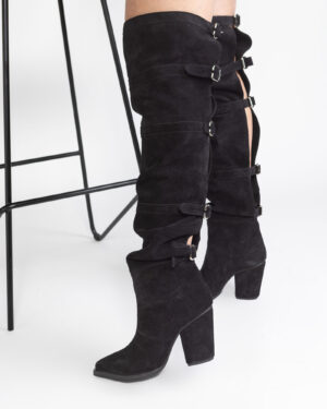 Ciocate Lungi Terry Din Piele Intoarsa Negru