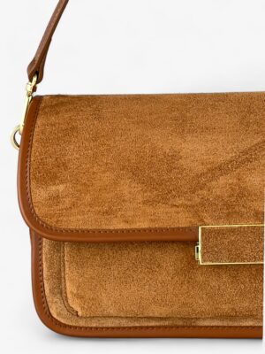 GEANTA BAGUETTE COGNAC VELOUR CARESTA (2)