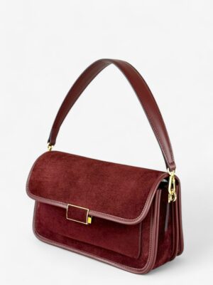 GEANTA BAGUETTE VELUR BORDEAUX CARESTA (4)