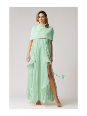 set-rochie-cu-volane-in-cascada-si-capa-fistic-sidefat