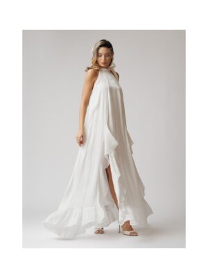 rochie-ampla-cu-esarfe-slituri-si-volanase-in-cascada-alb-sidefat