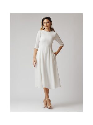 rochie-midi-cambrata-cu-maneci-trei-sferturi-alb (2)