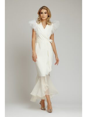 rochie-sacou-cu-tulle-si-pene-alb